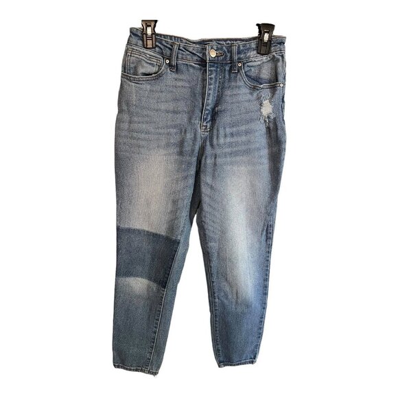 No Boundaries NO BOI Stretch Jeans~Size 9~Blue Denim Distressed Patched L9 07 - Picture 3 of 8